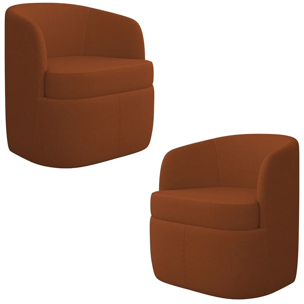 Kit 2 Poltronas Giratória Decorativa para Sala Dandara Z08 Boucle Terracota - Mpozenato