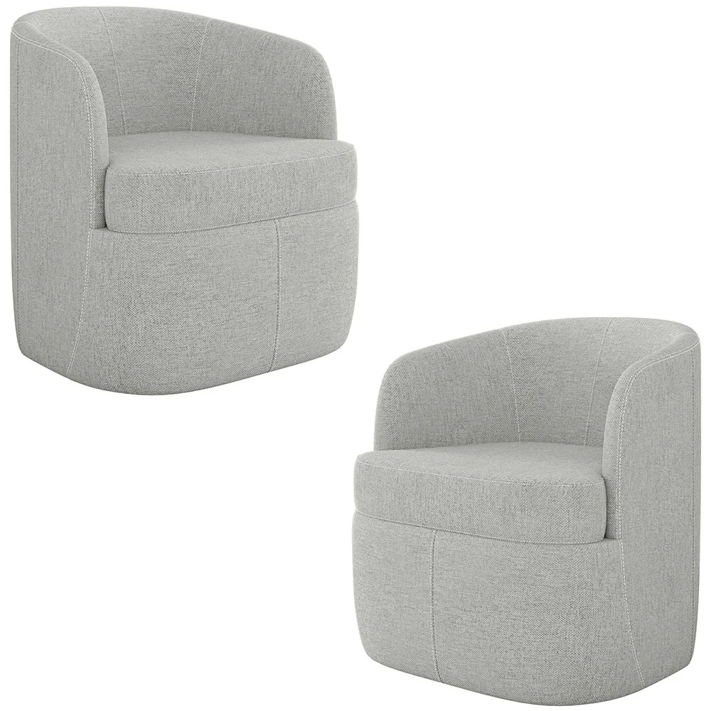 Kit 2 Poltronas Giratória Decorativa para Sala Dandara Z08 Linho Cinza - Mpozenato