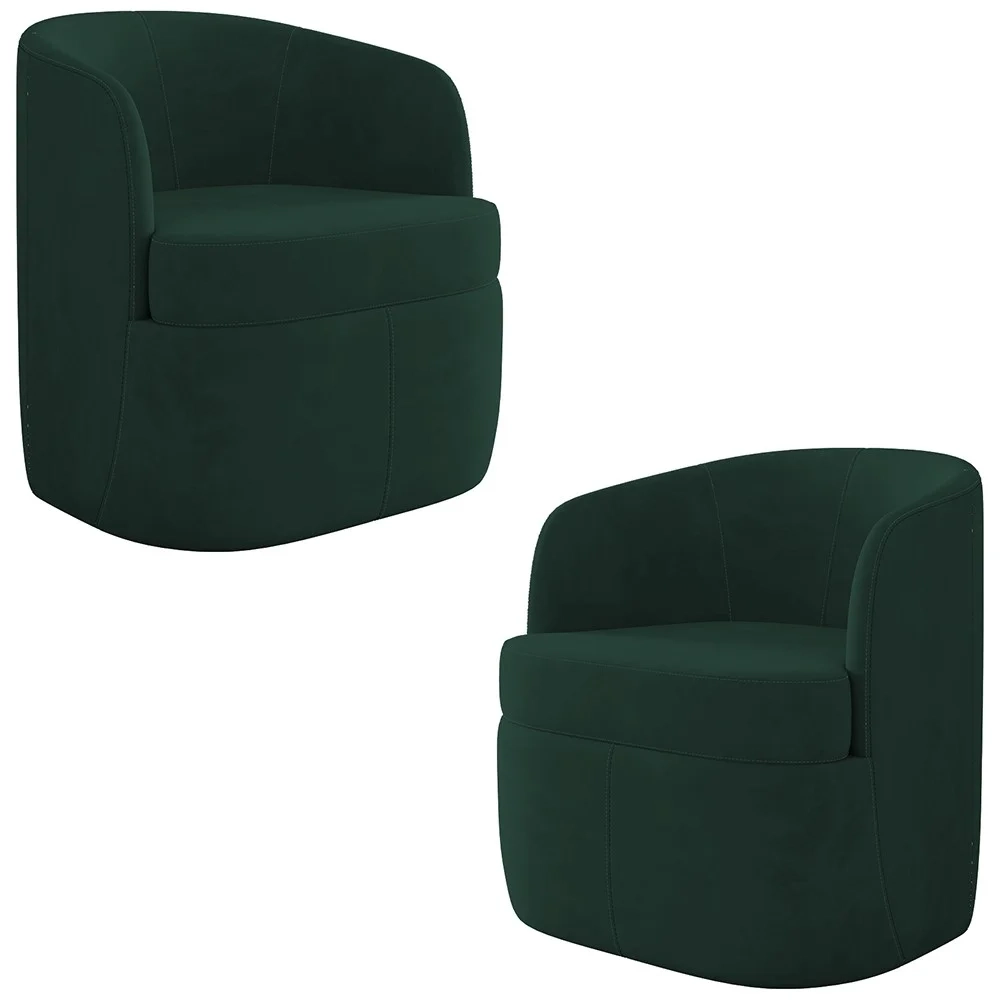 Kit 2 Poltronas Giratória Decorativa para Sala Dandara Z08 Veludo Verde - Mpozenato
