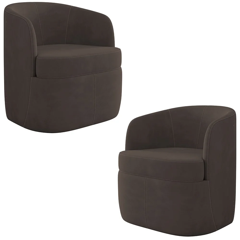 Kit 2 Poltronas Giratória Decorativa para Sala Dandara Z08 Veludo Marrom - Mpozenato