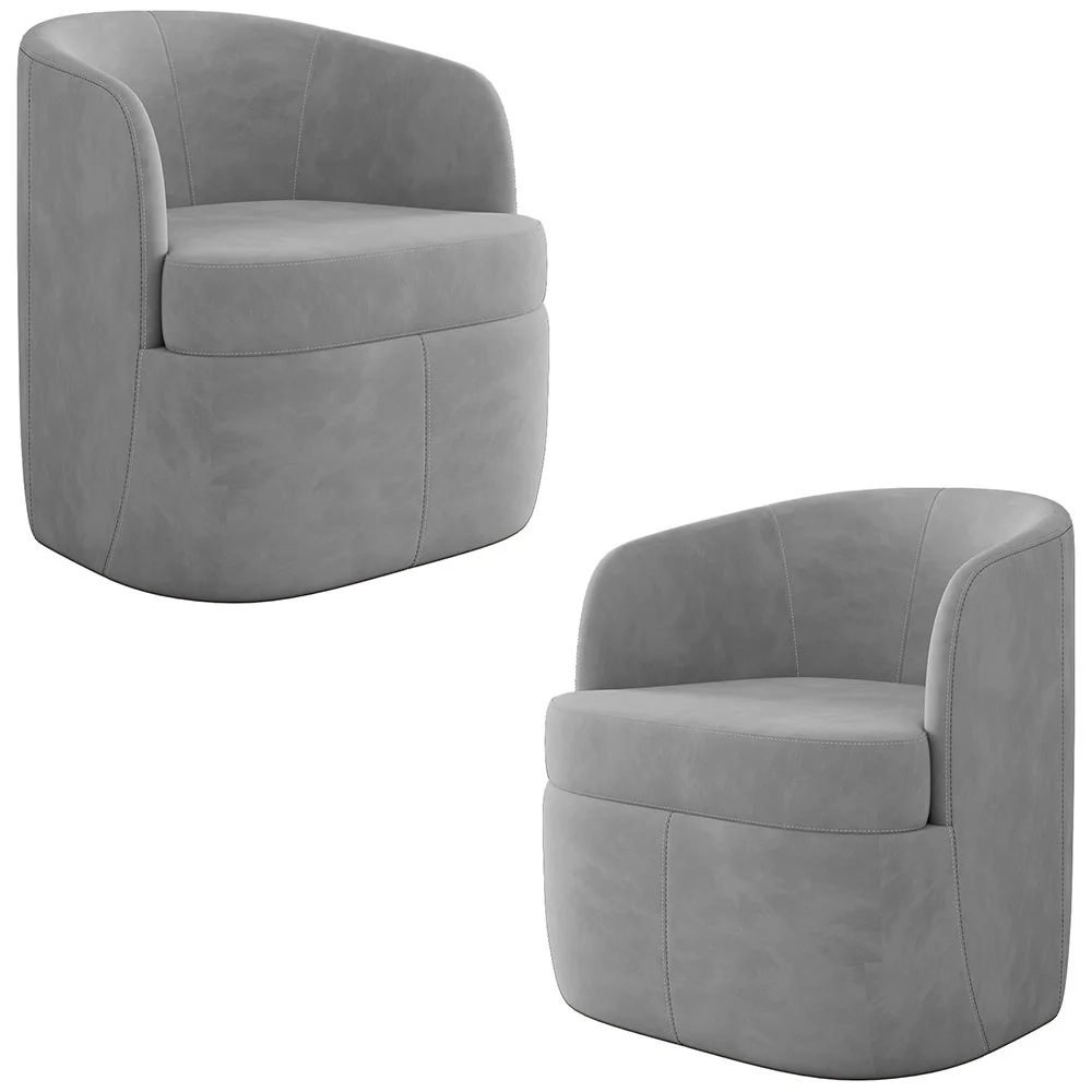 Kit 2 Poltronas Giratória Decorativa para Sala Dandara Z08 Veludo Cinza - Mpozenato