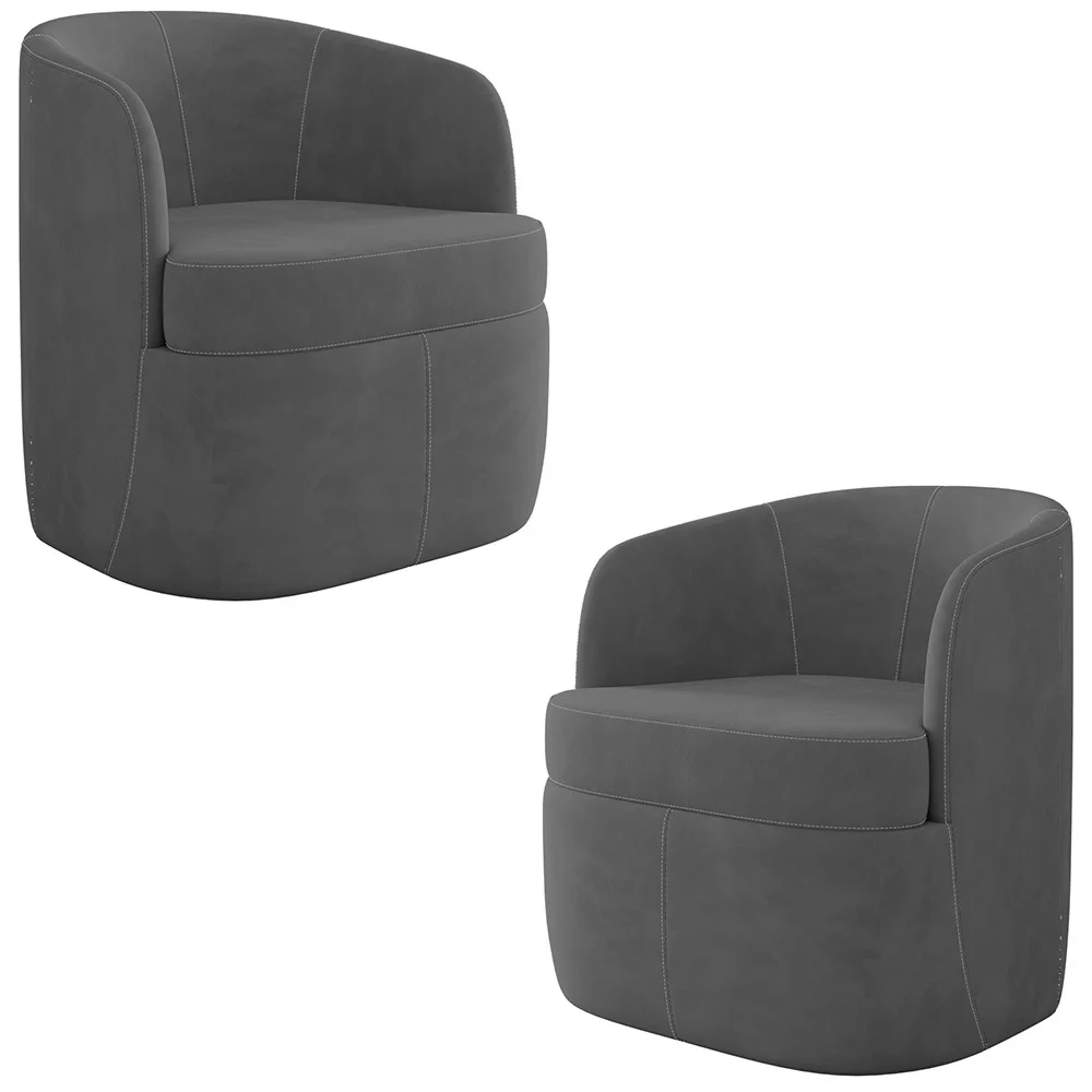 Kit 2 Poltronas Giratória Decorativa para Sala Dandara Z08 Veludo Cinza Escuro - Mpozenato