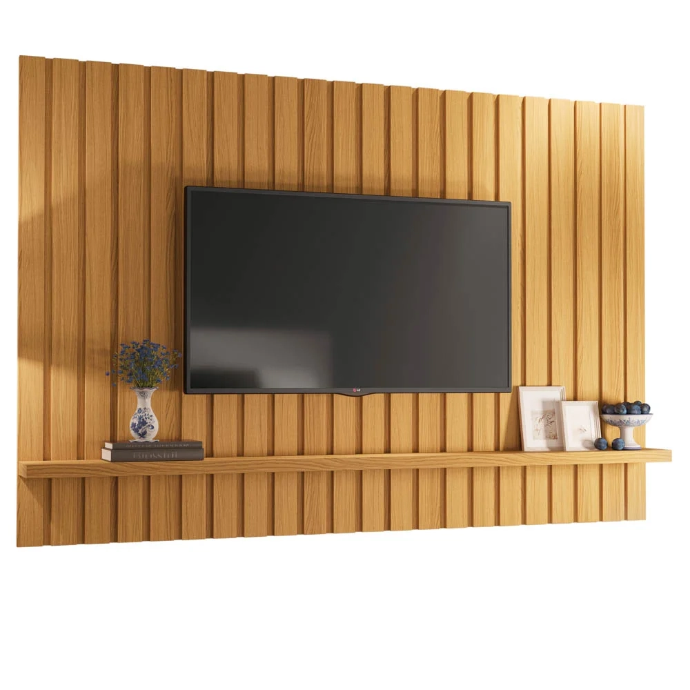 Painel Para TV Suspenso Ripado 70 Pol. 200cm Like H01 Cinamomo - Mpozenato