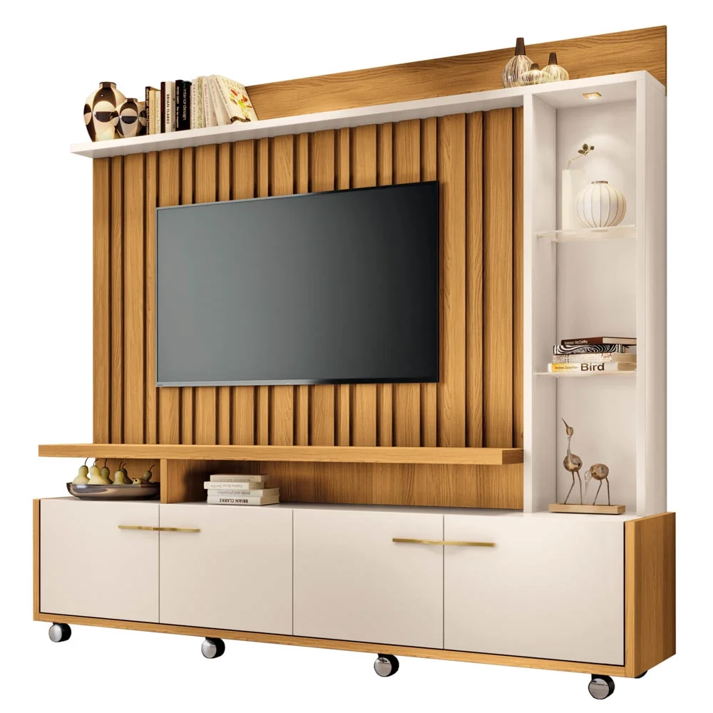 Estante Painel para TV 60 Pol. Natan H01 Off White/Cinamomo - Mpozenato