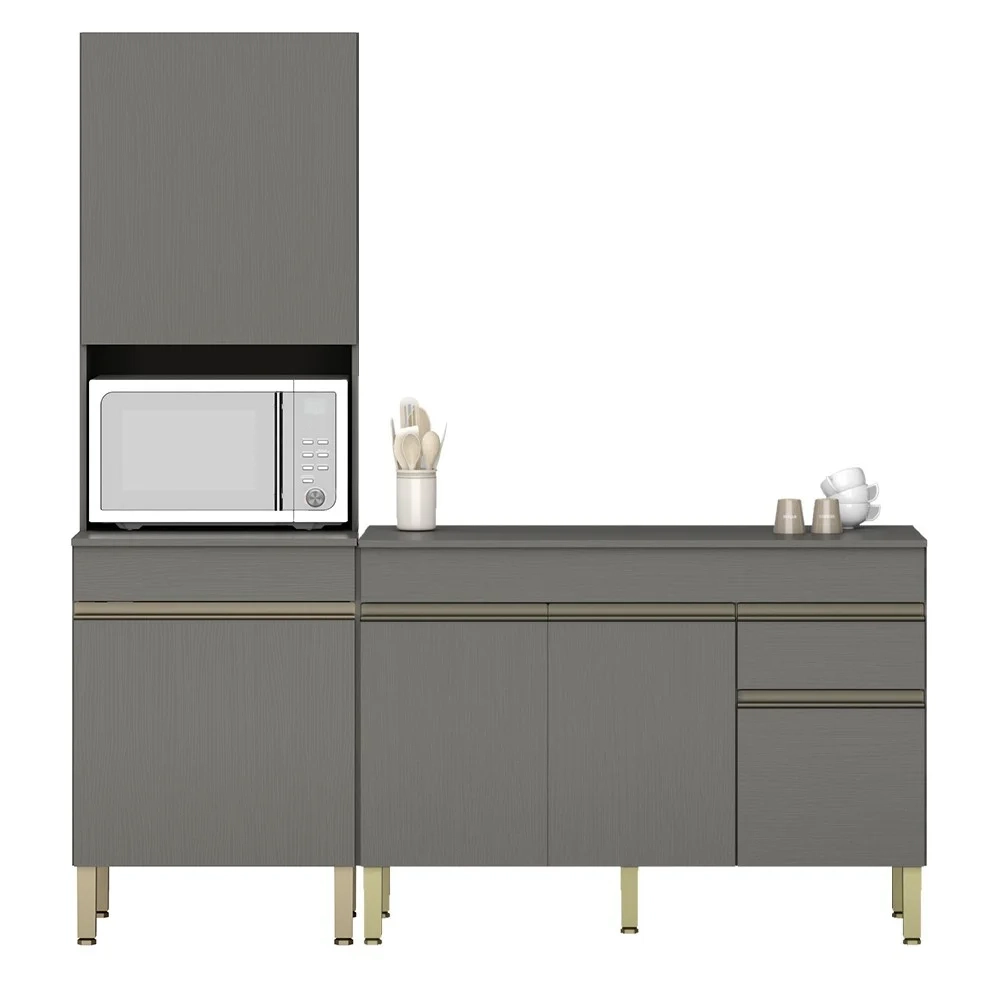 Paneleiro e Balcão Gabinete com Tampo 120cm Lina Z06 Gris - Mpozenato