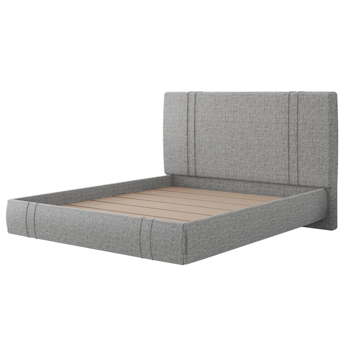 Cama Queen Flutuante Com Cabeceira 160cm Lyra S05 Linho Cinza - Mpozenato
