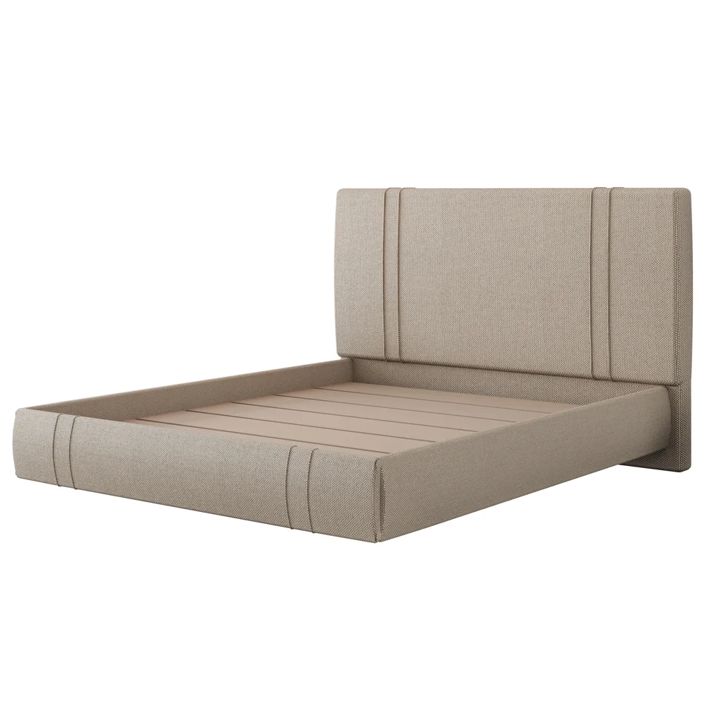 Cama King Flutuante Com Cabeceira 195cm Lyra S05 Linho Bege - Mpozenato