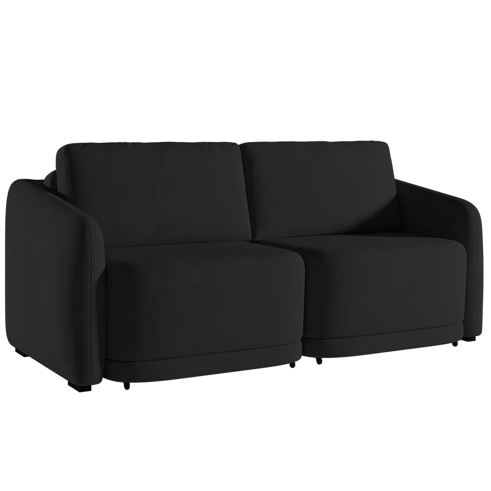Sofá Cama Casal para Sala 176cm Polska Z08 Veludo Preto - Mpozenato
