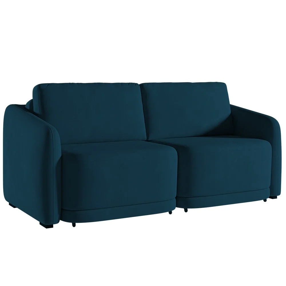 Sofá Cama Casal para Sala 176cm Polska Z08 Veludo Azul - Mpozenato