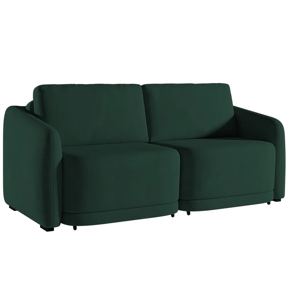 Sofá Cama Casal para Sala 196cm Polska Z08 Veludo Verde - Mpozenato