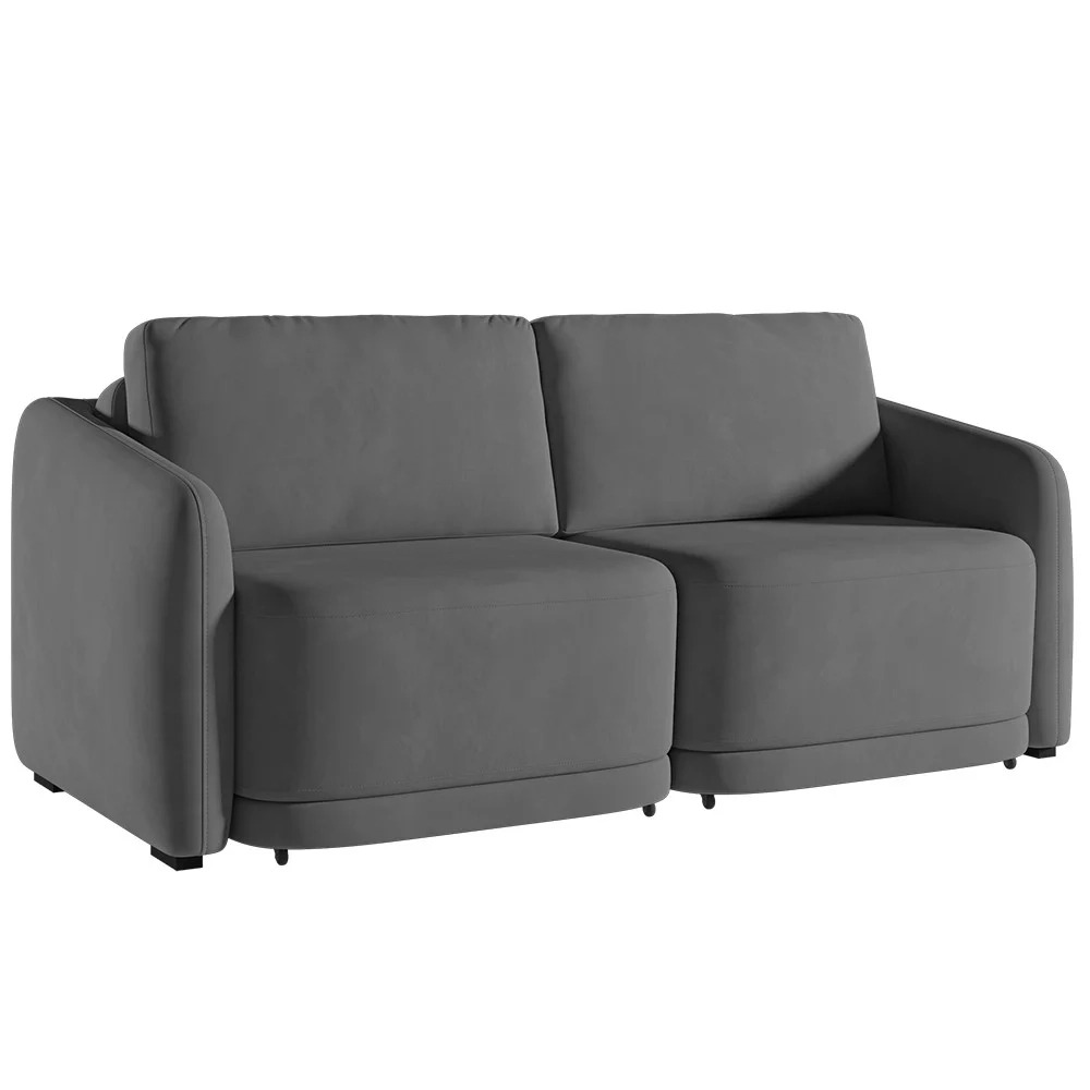 Sofá Cama Casal para Sala 196cm Polska Z08 Veludo Cinza Escuro - Mpozenato