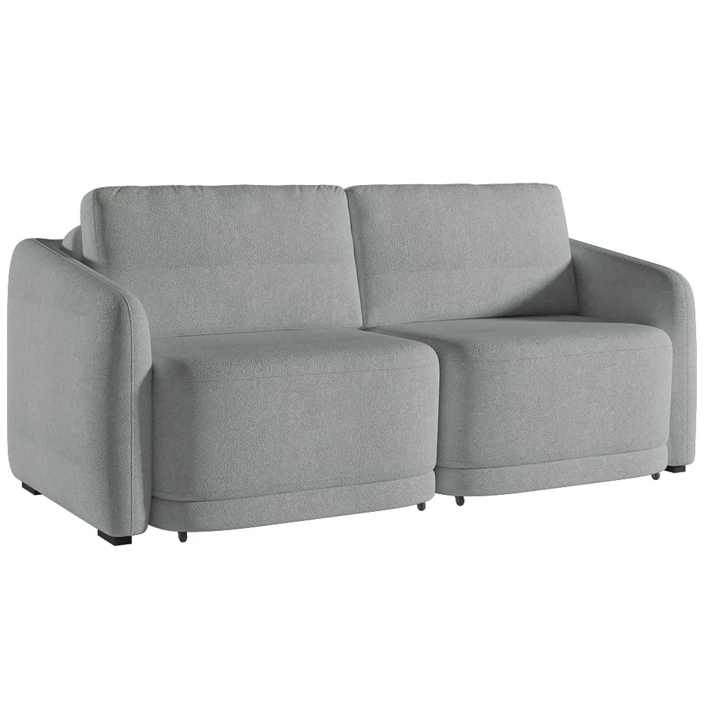 Sofá Cama Casal para Sala 216cm Polska Z08 Boucle Cinza Claro - Mpozenato