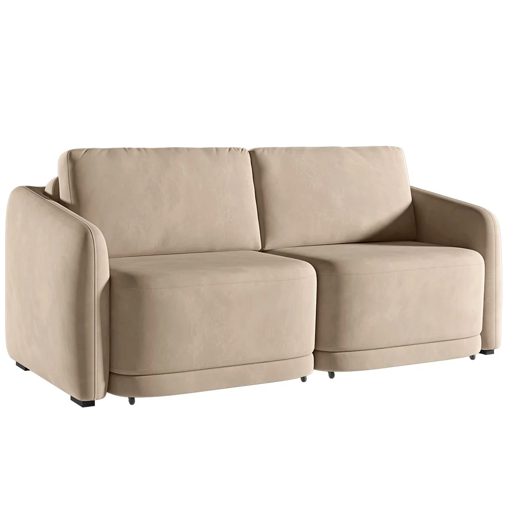 Sofá Cama Casal para Sala 216cm Polska Z08 Veludo Bege - Mpozenato