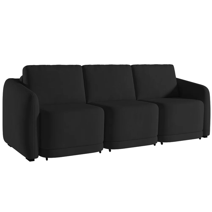 Sofá Cama Casal para Sala 246cm Polska Z08 Veludo Preto - Mpozenato