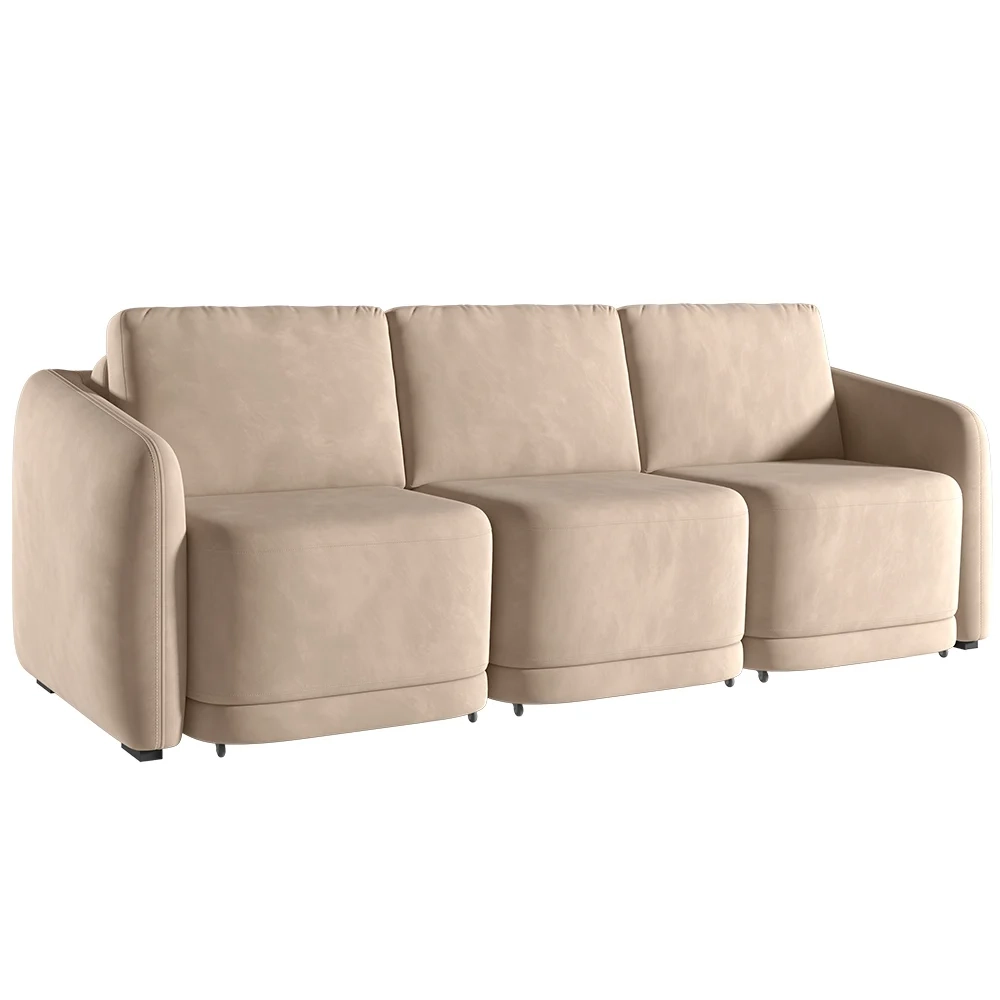 Sofá Cama Casal para Sala 246cm Polska Z08 Veludo Bege - Mpozenato