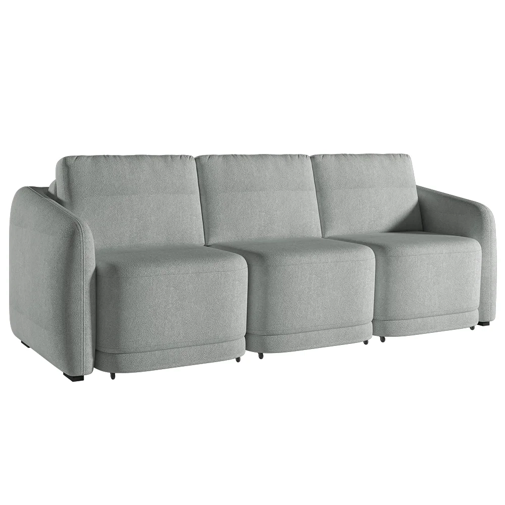 Sofá Cama Casal para Sala 276cm Polska Z08 Boucle Cinza Claro - Mpozenato