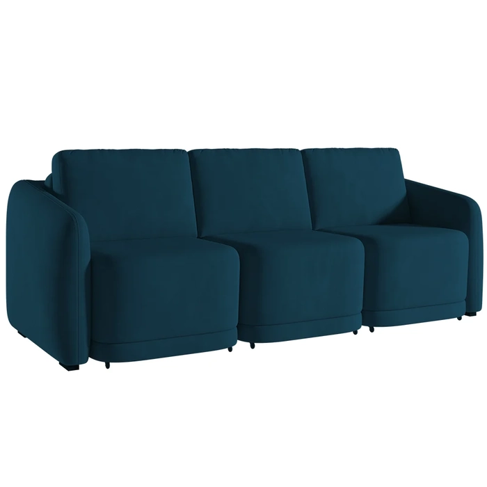 Sofá Cama Casal para Sala 276cm Polska Z08 Veludo Azul - Mpozenato