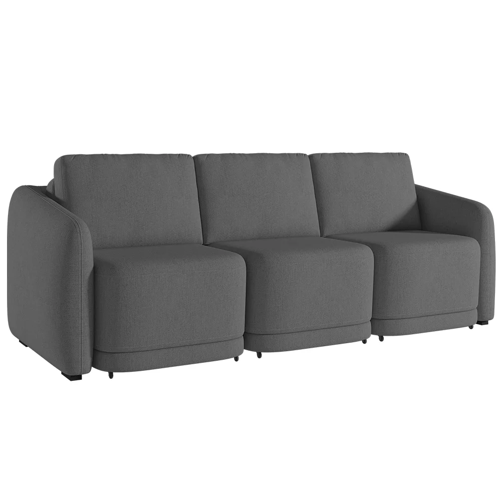 Sofá Cama Casal para Sala 306cm Polska Z08 Linho Cinza Escuro - Mpozenato