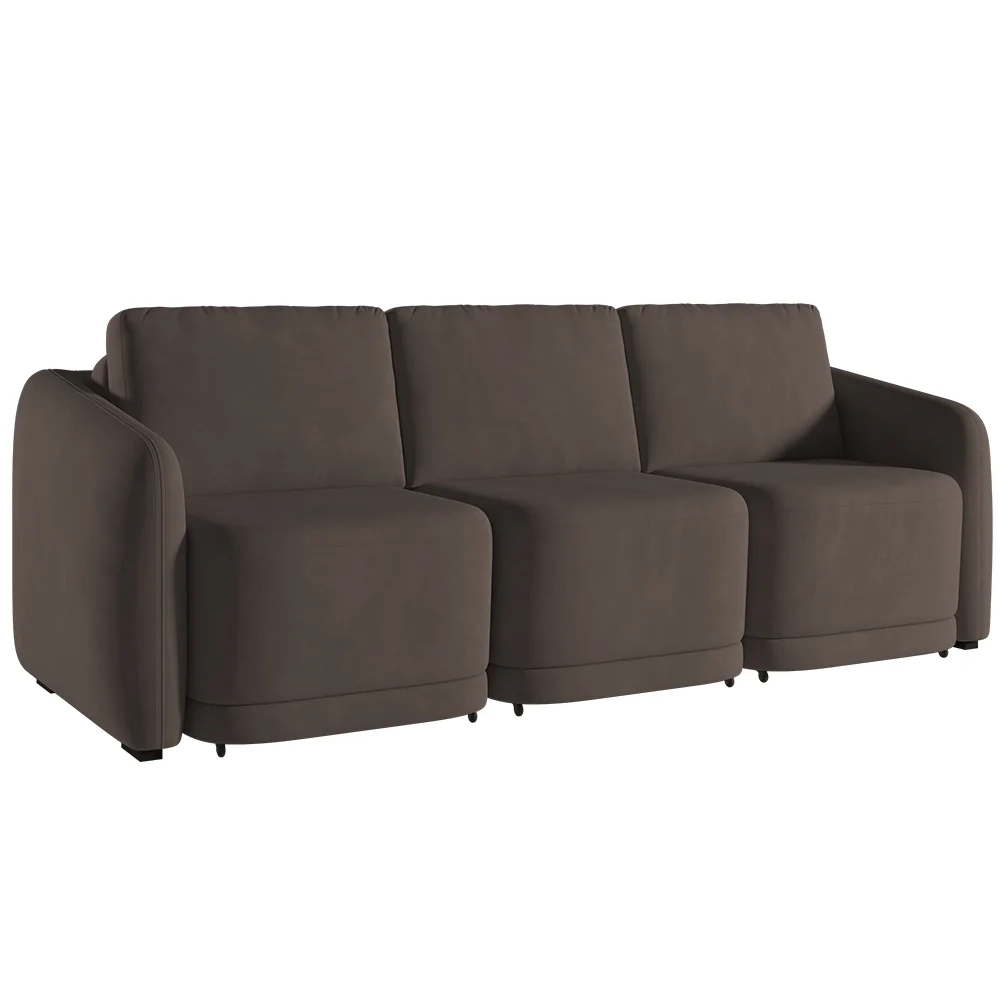 Sofá Cama Casal para Sala 306cm Polska Z08 Veludo Marrom - Mpozenato