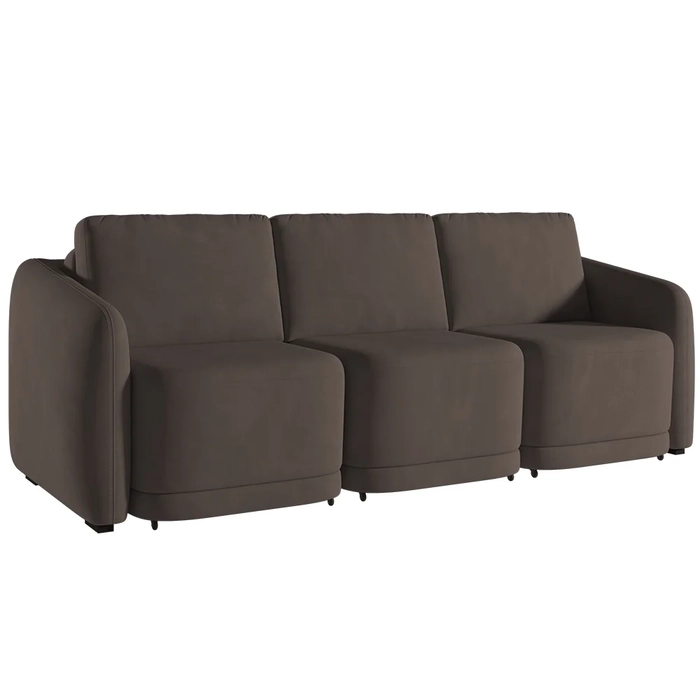 Sofá Cama Casal para Sala 306cm Polska Z08 Veludo Marrom - Mpozenato