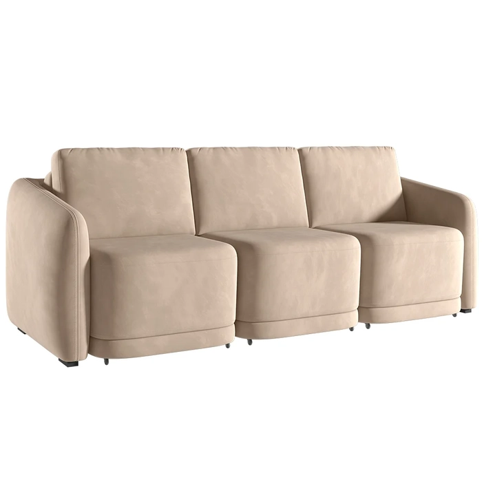 Sofá Cama Casal para Sala 336cm Polska Z08 Veludo Bege - Mpozenato