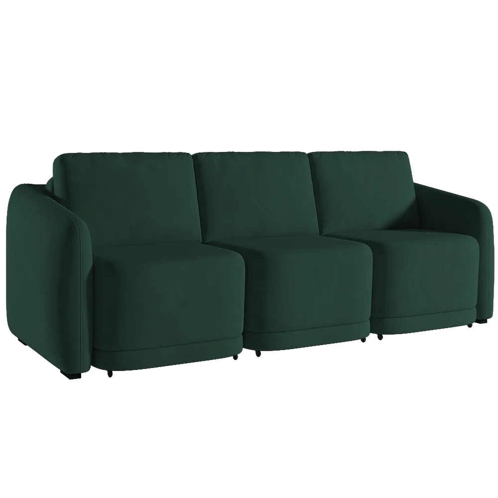 Sofá Cama Casal para Sala 336cm Polska Z08 Veludo Verde - Mpozenato