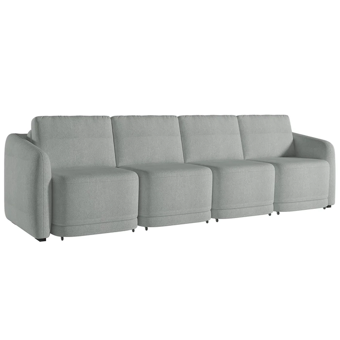 Sofá Cama Casal para Sala 436cm Polska Z08 Boucle Cinza Claro - Mpozenato