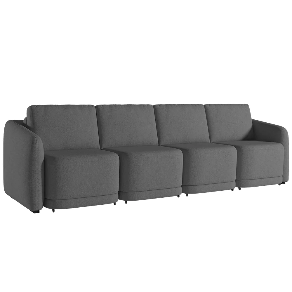 Sofá Cama Casal para Sala 436cm Polska Z08 Linho Cinza Escuro - Mpozenato