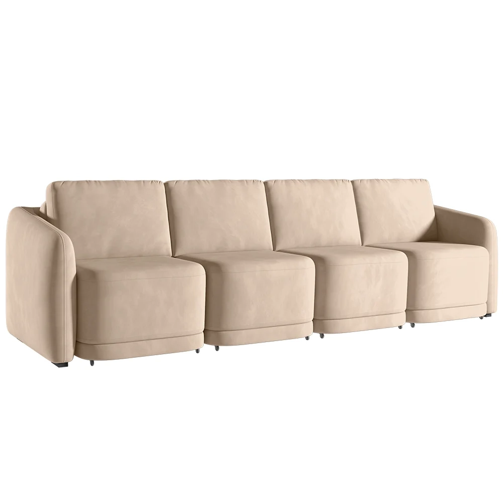 Sofá Cama Casal para Sala 436cm Polska Z08 Veludo Bege - Mpozenato