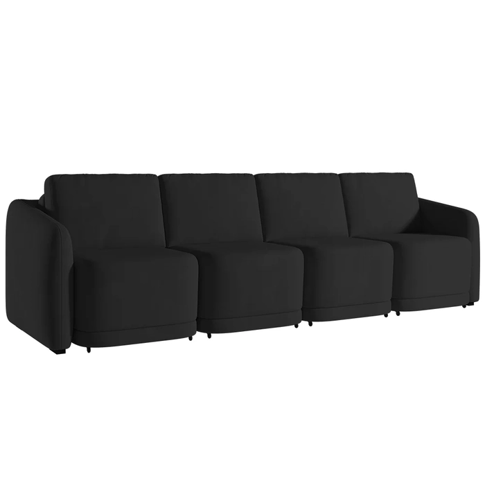 Sofá Cama Casal para Sala 436cm Polska Z08 Veludo Preto - Mpozenato