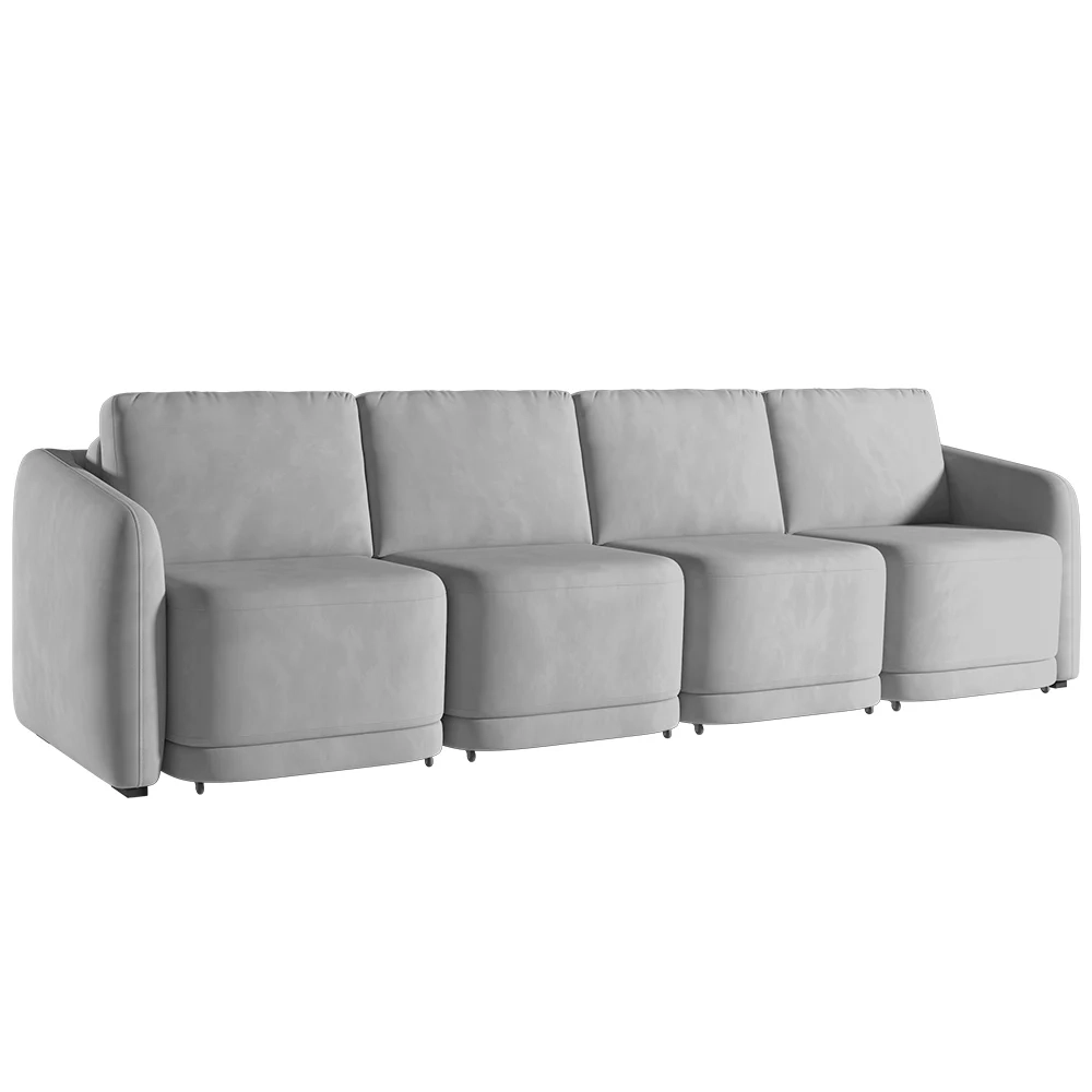 Sofá Cama Casal para Sala 436cm Polska Z08 Veludo Cinza - Mpozenato