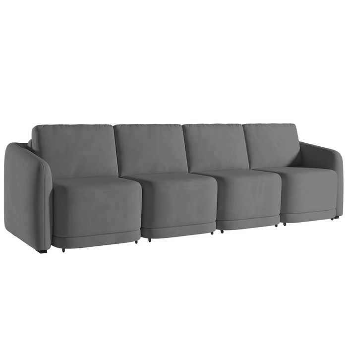 Sofá Cama Casal para Sala 436cm Polska Z08 Veludo Cinza Escuro - Mpozenato