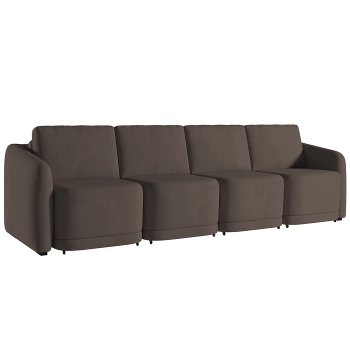 Sofá Cama Casal para Sala 436cm Polska Z08 Veludo Marrom - Mpozenato