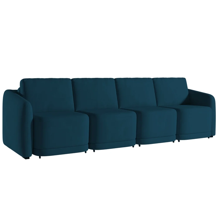 Sofá Cama Casal para Sala 436cm Polska Z08 Veludo Azul - Mpozenato