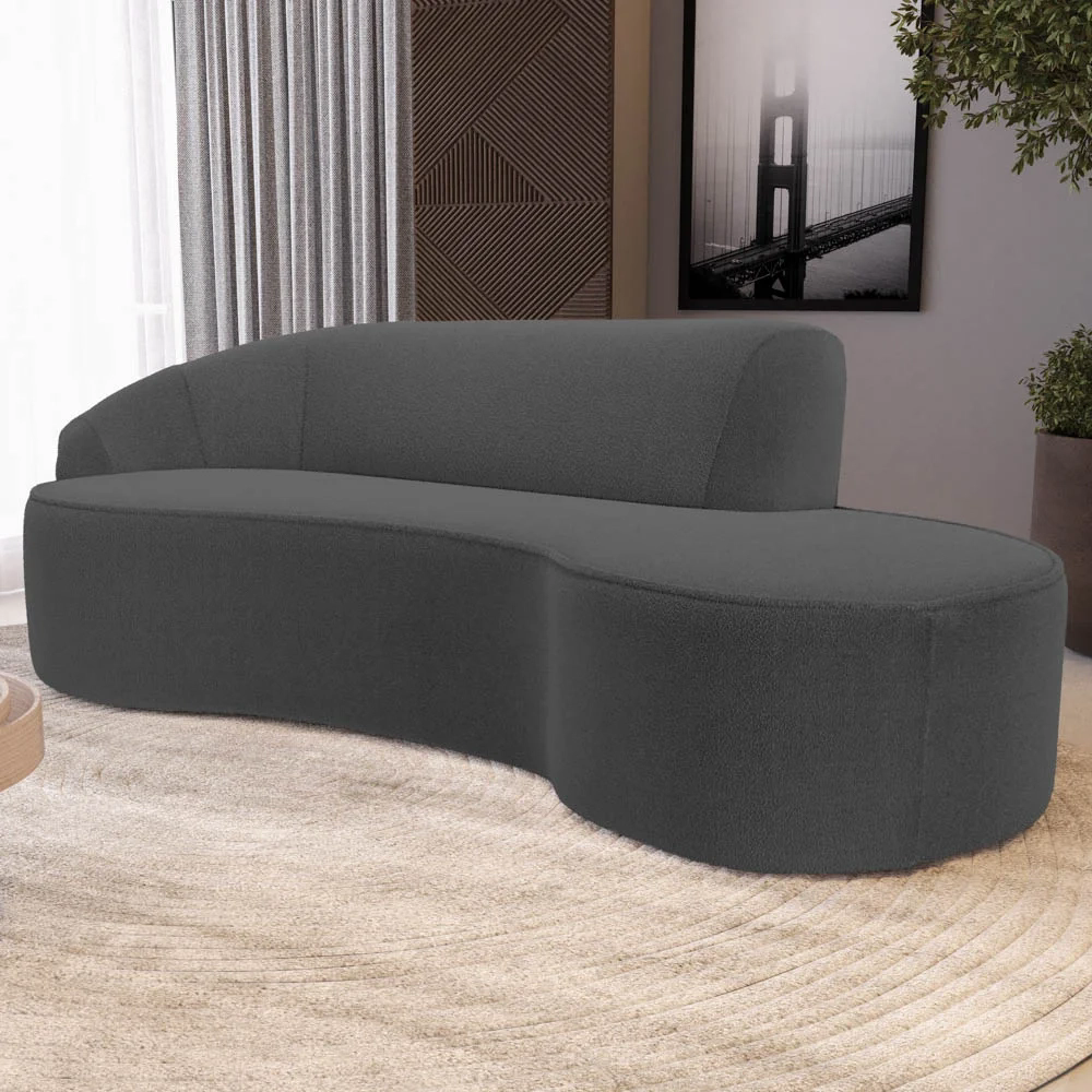 Sofá Living  2 Lugares 180cm Braço Esquerdo Mozart D06 Boucle Chumbo - Mpozenato