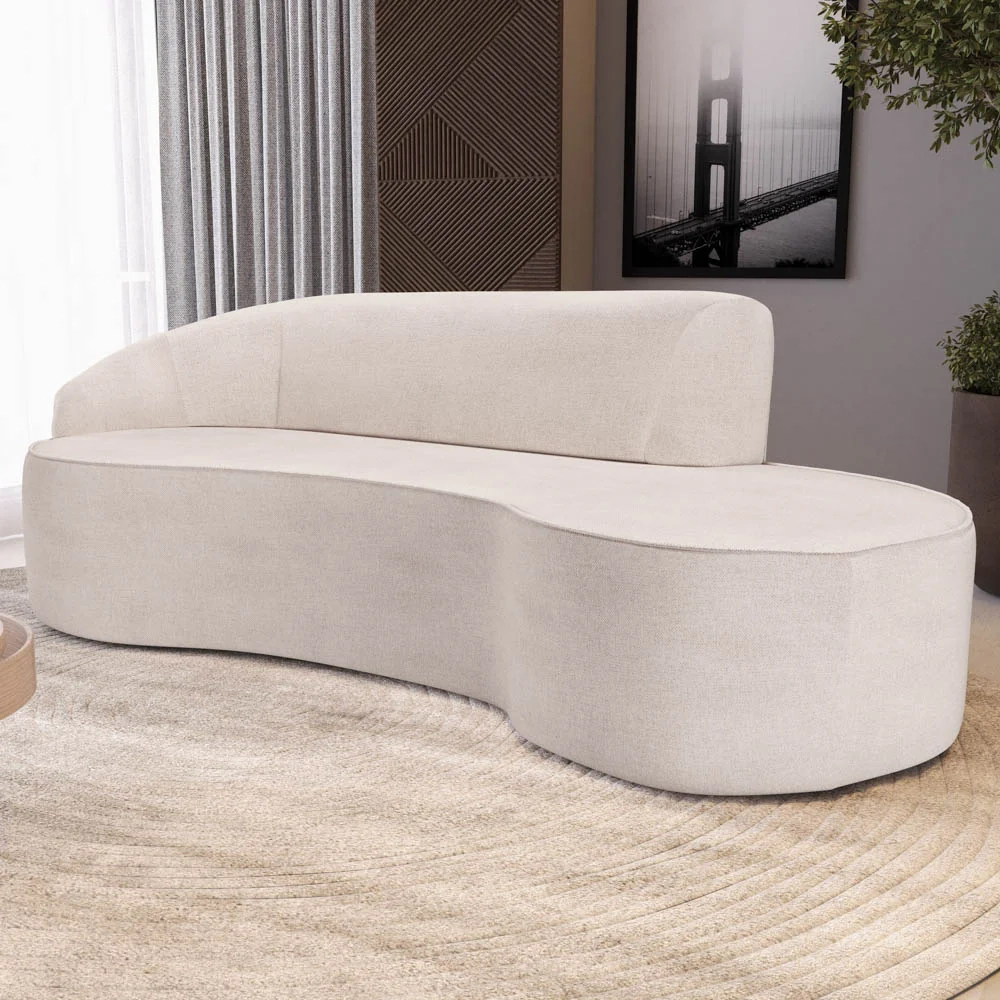 Sofá Living  2 Lugares 180cm Braço Esquerdo Mozart D06 Linho Cru - Mpozenato