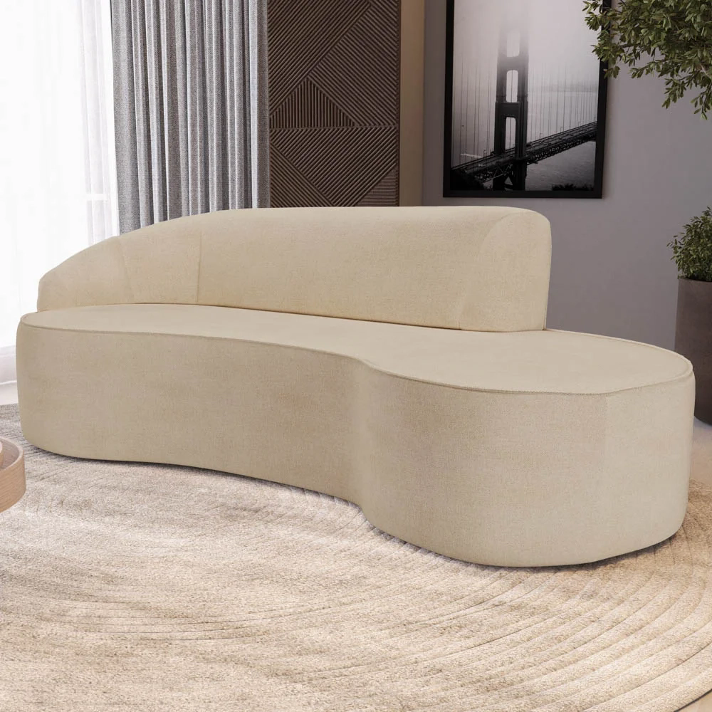 Sofá Living  3 Lugares 260cm Braço Esquerdo Mozart D06 Linho Bege Escuro - Mpozenato