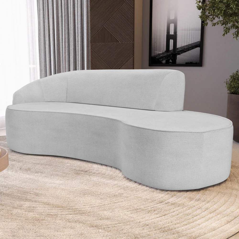 Sofá Living  4 Lugares 280cm Braço Esquerdo Mozart D06 Linho Cinza - Mpozenato