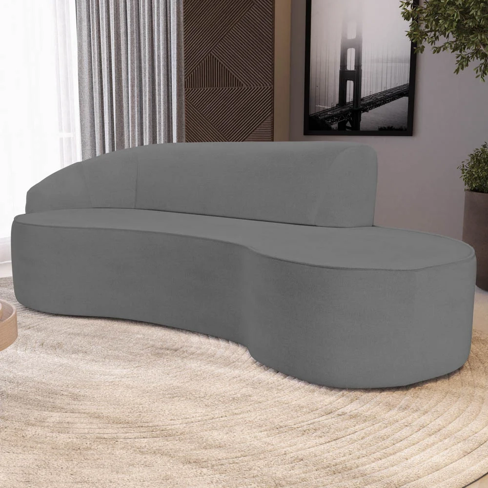 Sofá Living  4 Lugares 280cm Braço Esquerdo Mozart D06 Linho Cinza Escuro - Mpozenato