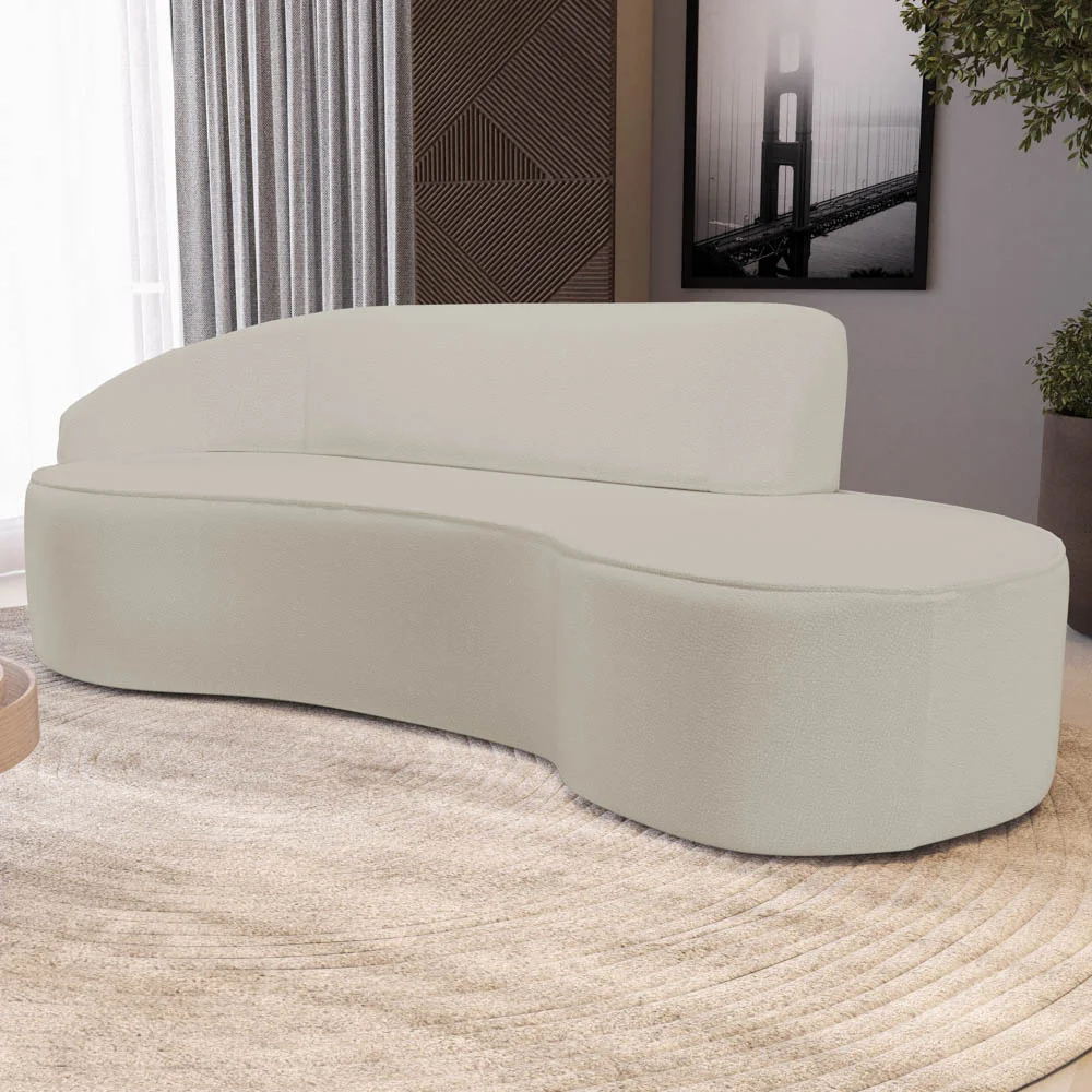 Sofá Living  3 Lugares 210cm Braço Esquerdo Mozart D06 Sintético Bege - Mpozenato