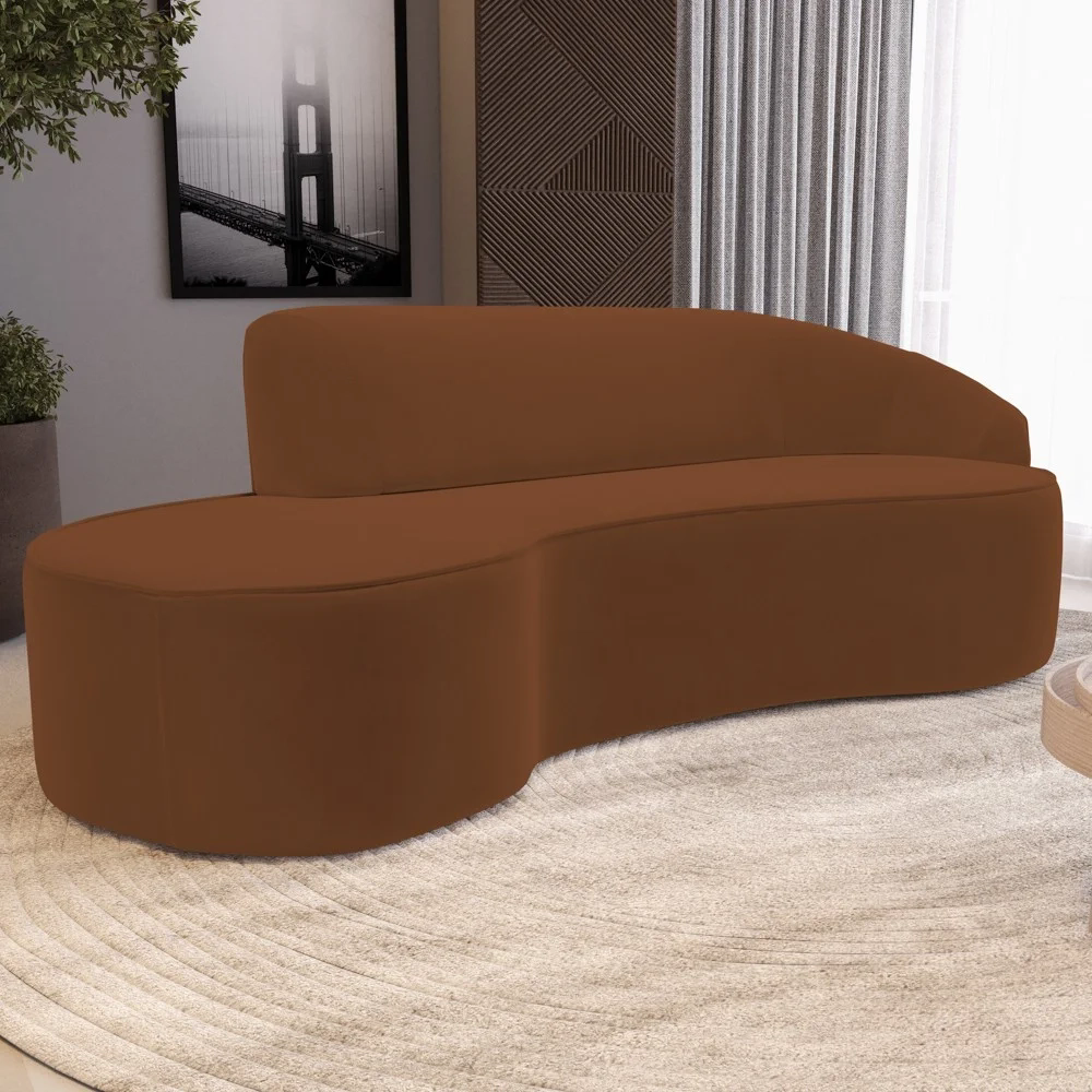 Sofá Living  2 Lugares 180cm Braço Direito Mozart D06 Veludo Telha - Mpozenato