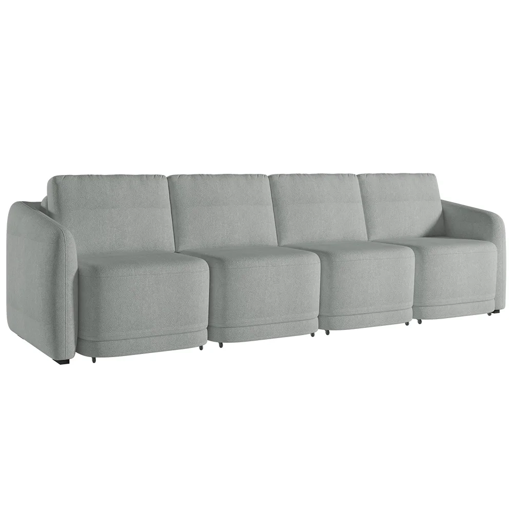 Sofá Cama Casal para Sala 316cm Polska Z08 Boucle Cinza Claro - Mpozenato