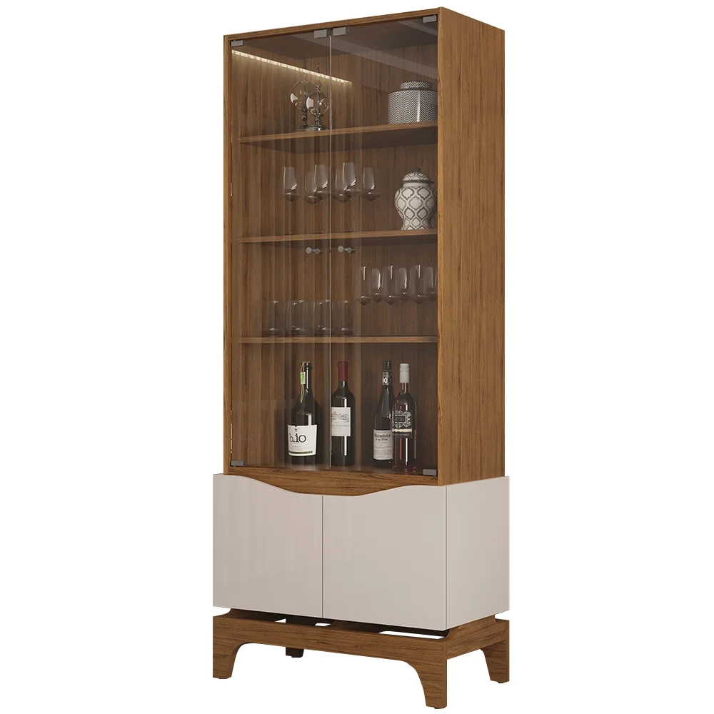 Cristaleira para Sala de Jantar 4 Portas 74cm Alice D04 Freijó/Off White - Mpozenato