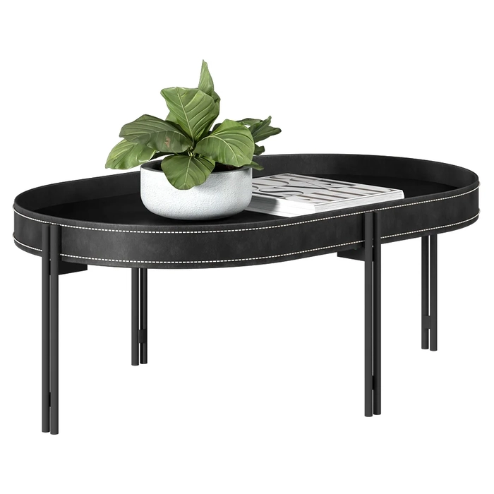 Mesa de Centro Para Sala Estilo Industrial Ville L06 Preto - Mpozenato