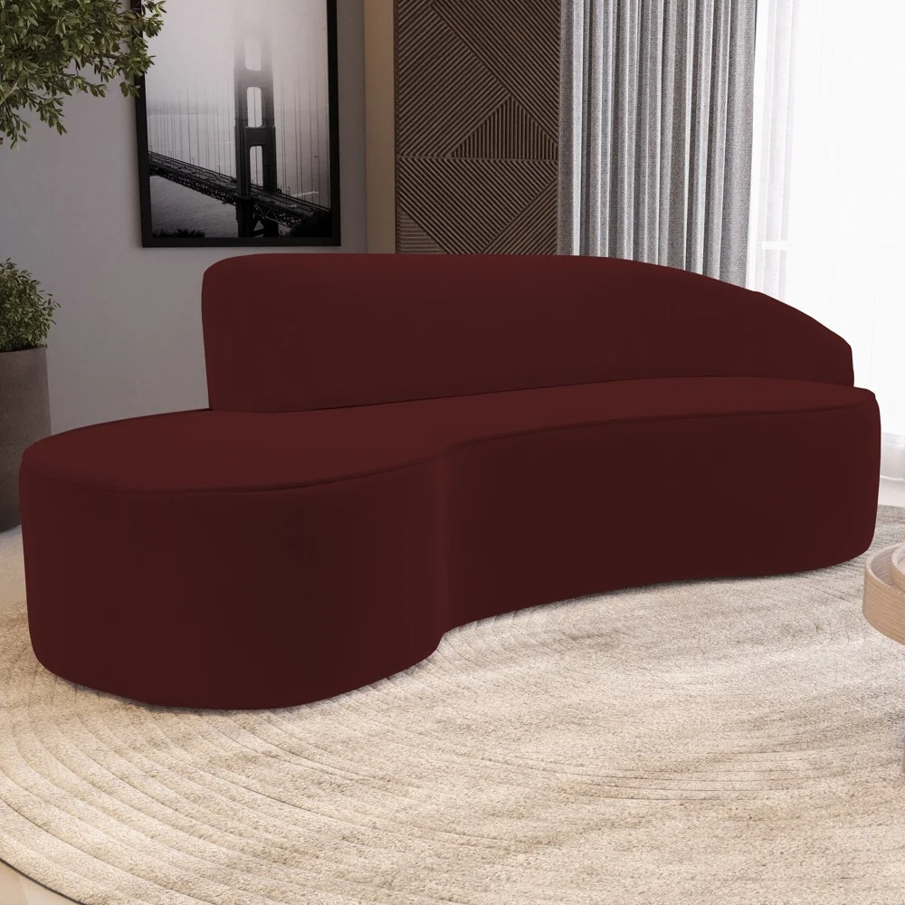 Sofá Living  3 Lugares 230cm Braço Direito Mozart D06 Veludo Vermelho - Mpozenato