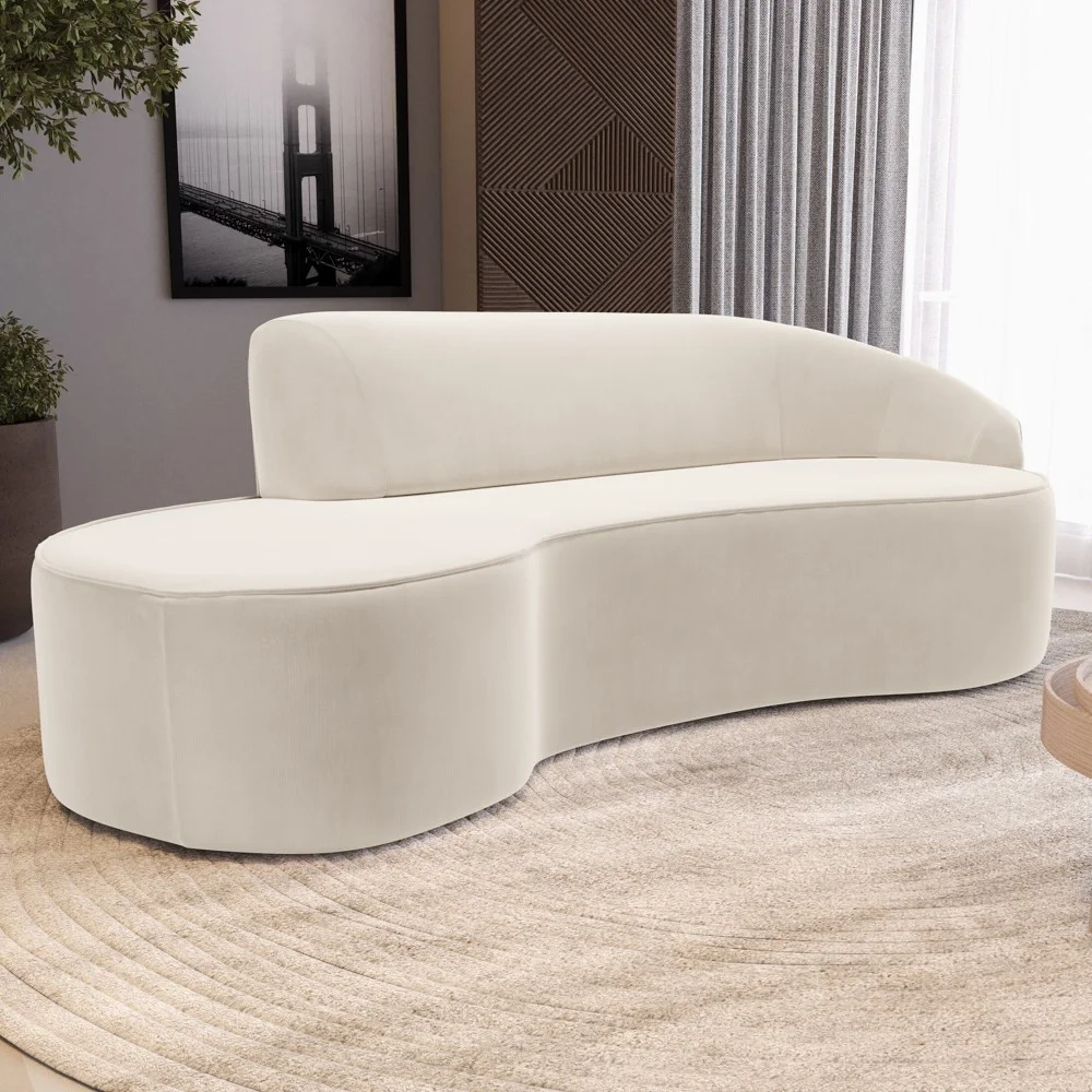 Sofá Living  3 Lugares 230cm Braço Direito Mozart D06 Veludo Bege - Mpozenato