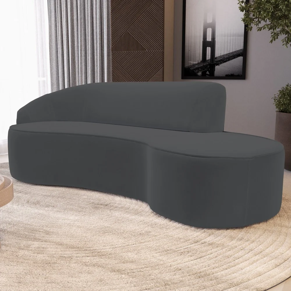 Sofá Living  3 Lugares 230cm Braço Direito Mozart D06 Veludo Cinza - Mpozenato