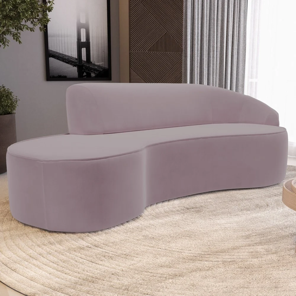 Sofá Living  3 Lugares 230cm Braço Direito Mozart D06 Veludo Rosê - Mpozenato