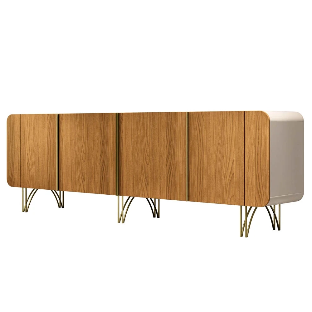 Balcão Aparador Buffet Piacente H01 Off White/Cinamomo - Mpozenato