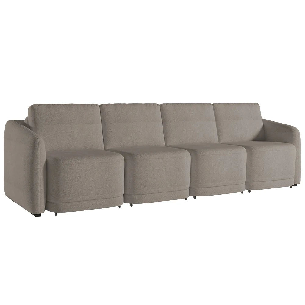 Sofá Cama Casal para Sala 356cm Polska Z08 Boucle Bege Escuro - Mpozenato